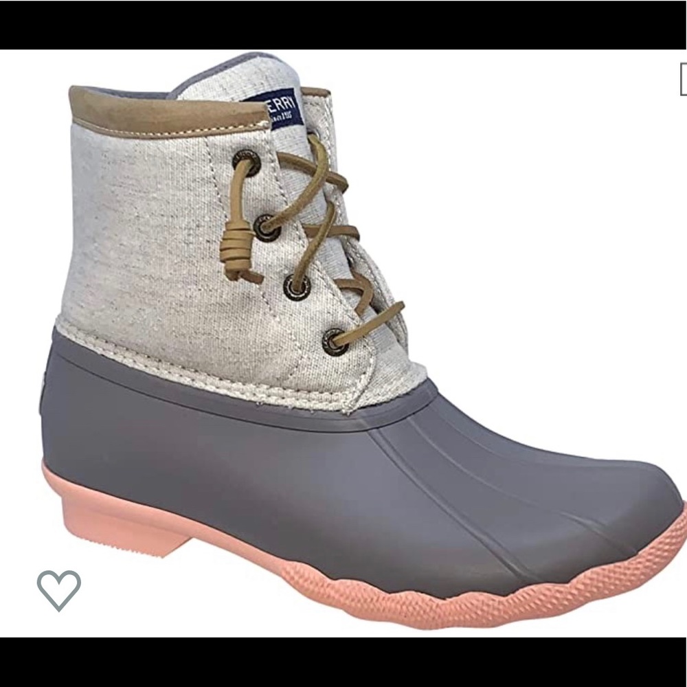 Sperry Saltwater Pop Duck Boots- Linen/ Rose